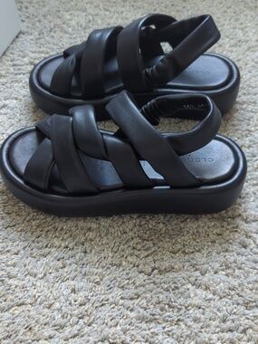 Robert Clergerie Ange Black Leather Sandals with Padded Straps